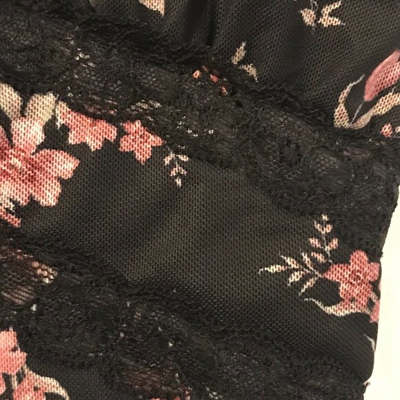 Wild Sky maxi dress women XS black/pink floral baby doll Y2K whimsigoth lace - Picture 8 of 11